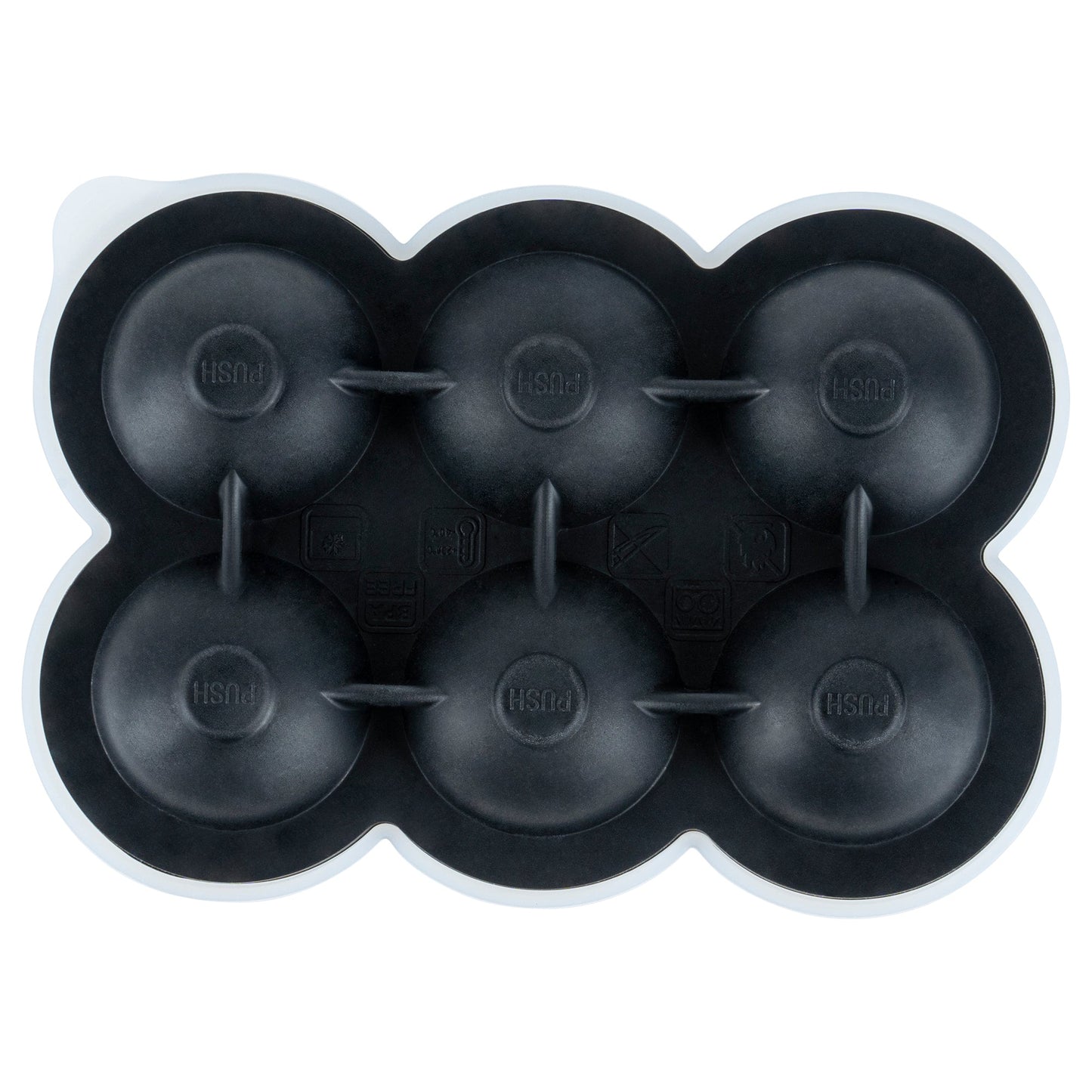 Bar Lux Black Silicone Ice Mold - 1 3/4" Sphere, 6 Compartments - 1 count box