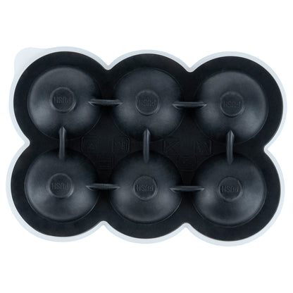 Bar Lux Black Silicone Ice Mold - 1 3/4" Sphere, 6 Compartments - 1 count box