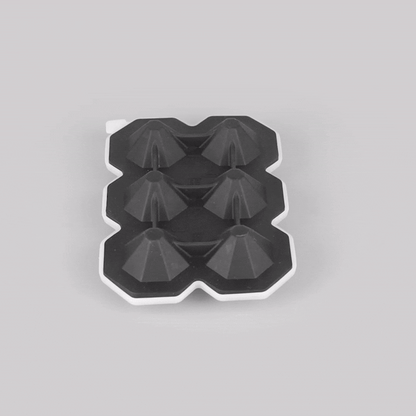 Bar Lux Black Silicone Ice Mold - 2" x 1 1/2" Diamond, 6 Compartments - 1 count box