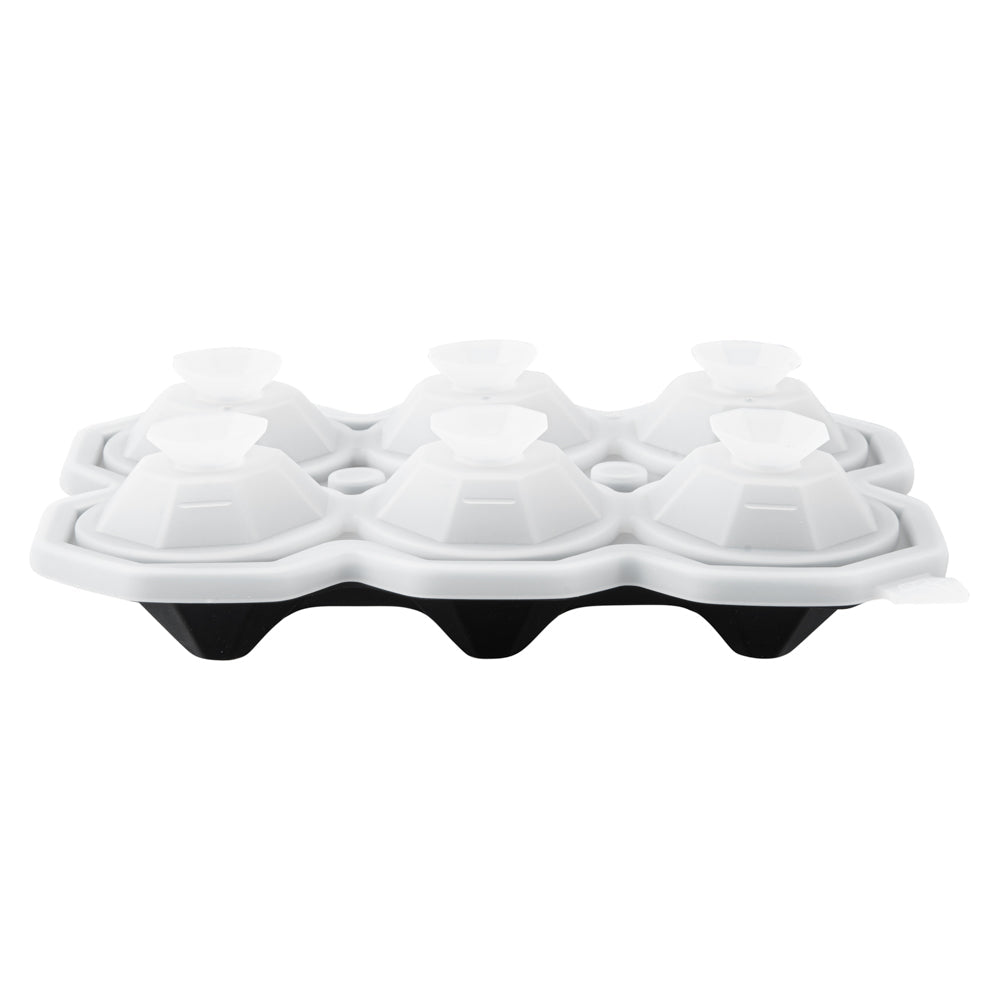 Bar Lux Black Silicone Ice Mold - 2" x 1 1/2" Diamond, 6 Compartments - 1 count box