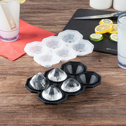Bar Lux Black Silicone Ice Mold - 2" x 1 1/2" Diamond, 6 Compartments - 1 count box