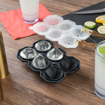 Bar Lux Black Silicone Ice Mold - 2" x 1 1/2" Diamond, 6 Compartments - 1 count box