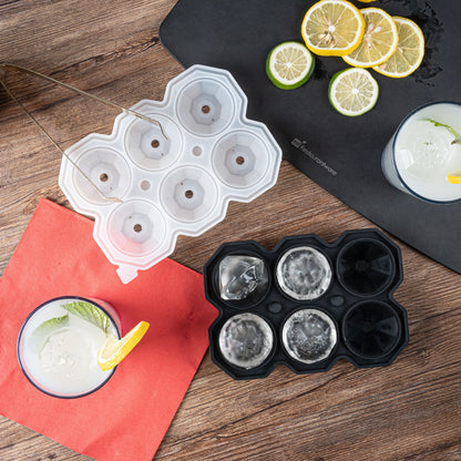 Bar Lux Black Silicone Ice Mold - 2" x 1 1/2" Diamond, 6 Compartments - 1 count box