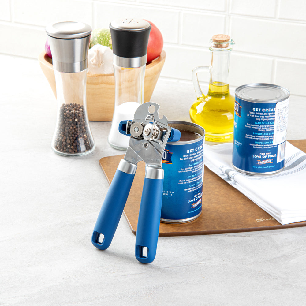 Comfy Grip Midnight Blue Stainless Steel Can Opener - 7 3/4" x 2" x 2 1/4" - 1 count box