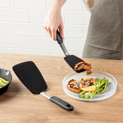 Comfy Grip Black Silicone 2-Piece Solid Turner Set - 1 count box