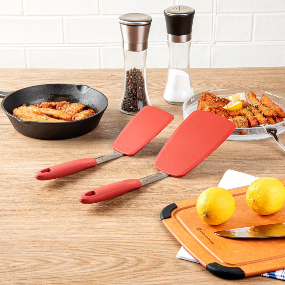 Comfy Grip Red Silicone 2-Piece Solid Turner Set - 1 count box