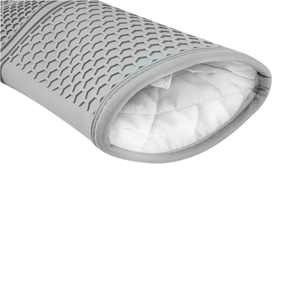Comfy Grip Gray Silicone 2-Piece Oven Mitt Set - Heat-Resistant - 14" x 7 1/4" x 1 1/2" - 1 count box