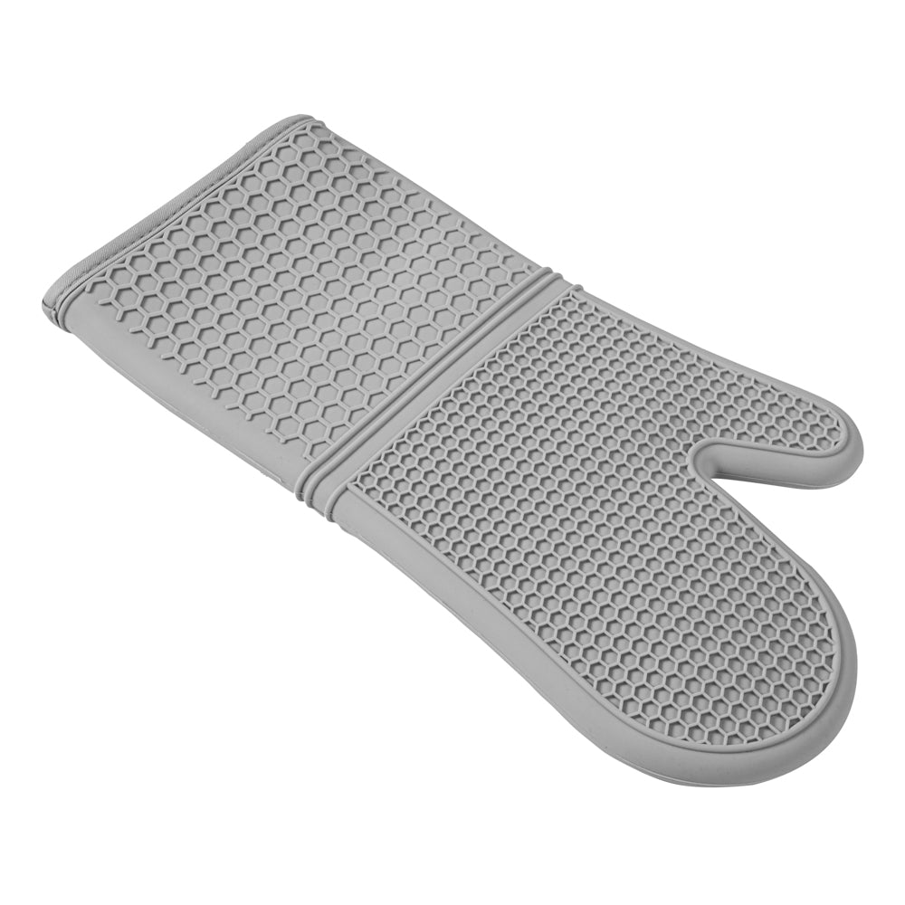 Comfy Grip Gray Silicone 2-Piece Oven Mitt Set - Heat-Resistant - 14" x 7 1/4" x 1 1/2" - 1 count box