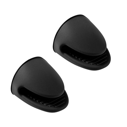 Comfy Grip Black Silicone 2-Piece Mini Pot Holder Mitt Set - Heat-Resistant - 4 1/4" x 3 1/2" x 4 1/4" - 1 count box