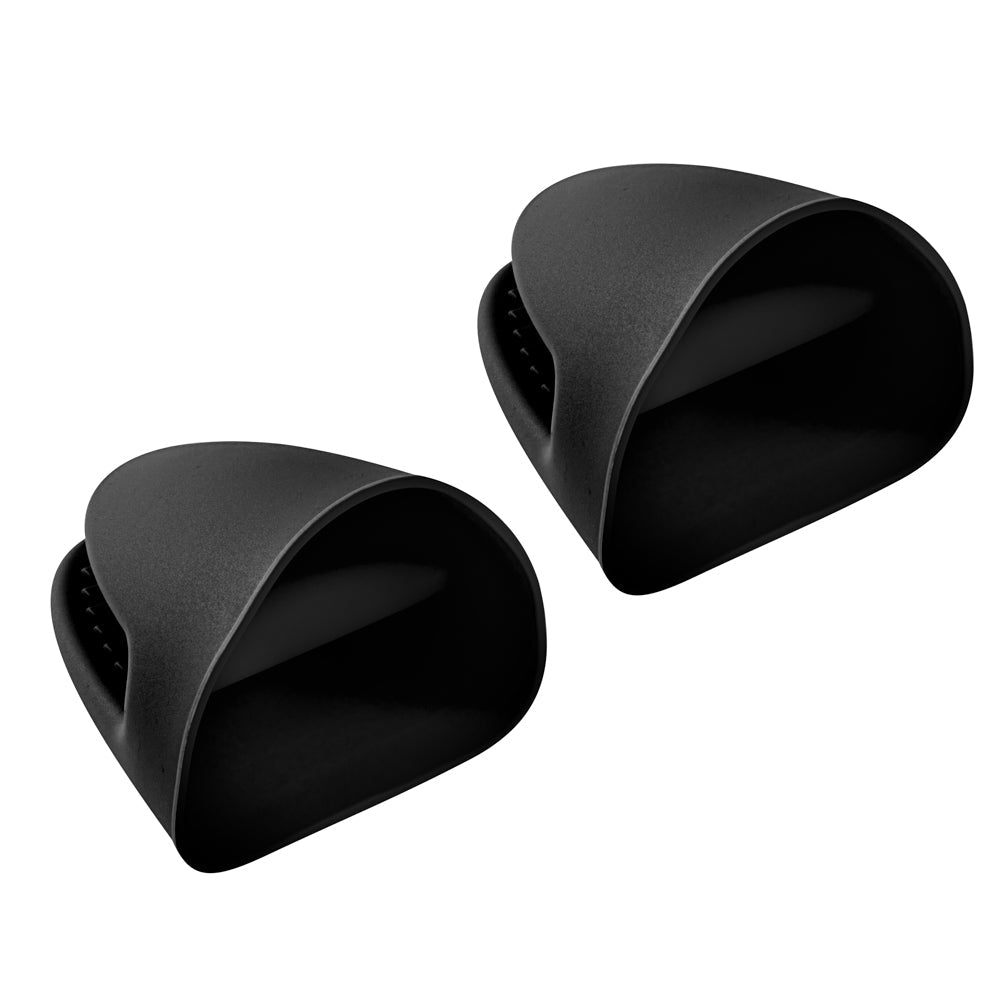 Comfy Grip Black Silicone 2-Piece Mini Pot Holder Mitt Set - Heat-Resistant - 4 1/4" x 3 1/2" x 4 1/4" - 1 count box