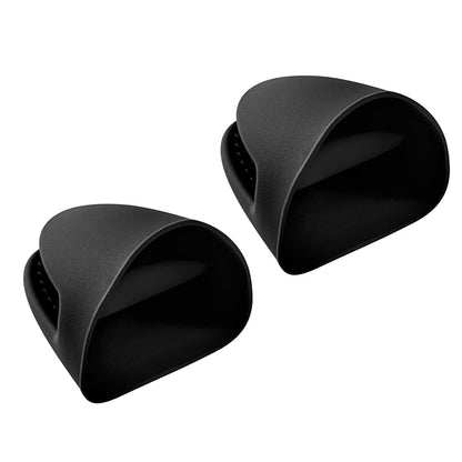 Comfy Grip Black Silicone 2-Piece Mini Pot Holder Mitt Set - Heat-Resistant - 4 1/4" x 3 1/2" x 4 1/4" - 1 count box