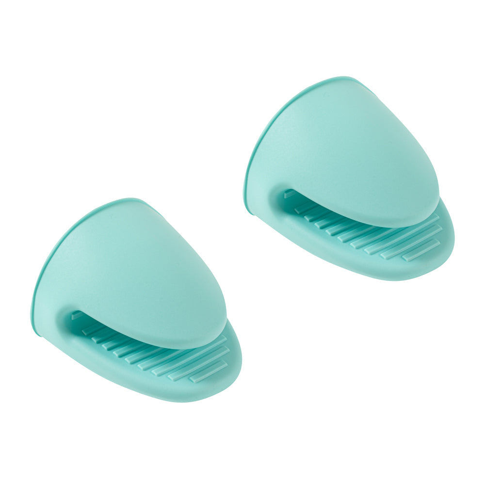 Comfy Grip Turquoise Silicone 2-Piece Mini Pot Holder Mitt Set - Heat-Resistant - 4 1/4" x 3 1/2" x 4 1/4" - 1 count box