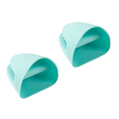 Comfy Grip Turquoise Silicone 2-Piece Mini Pot Holder Mitt Set - Heat-Resistant - 4 1/4" x 3 1/2" x 4 1/4" - 1 count box