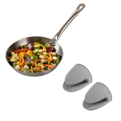 Comfy Grip Gray Silicone 2-Piece Mini Pot Holder Mitt Set - Heat-Resistant - 4 1/4" x 3 1/2" x 4 1/4" - 1 count box