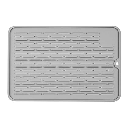 Comfy Grip Rectangle Gray Silicone Dish Drying Mat - 11 3/4" x 7 3/4" x 1/4" - 1 count box