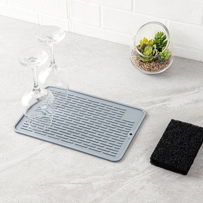 Comfy Grip Rectangle Gray Silicone Dish Drying Mat - 11 3/4" x 7 3/4" x 1/4" - 1 count box