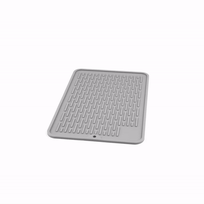 Comfy Grip Rectangle Gray Silicone Dish Drying Mat - 11 3/4" x 7 3/4" x 1/4" - 1 count box