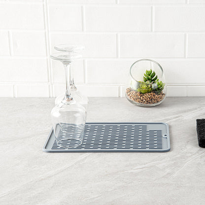 Comfy Grip Rectangle Gray Silicone Dish Drying Mat - 11 3/4" x 7 3/4" x 1/4" - 1 count box