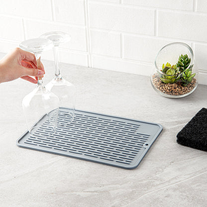 Comfy Grip Rectangle Gray Silicone Dish Drying Mat - 11 3/4" x 7 3/4" x 1/4" - 1 count box