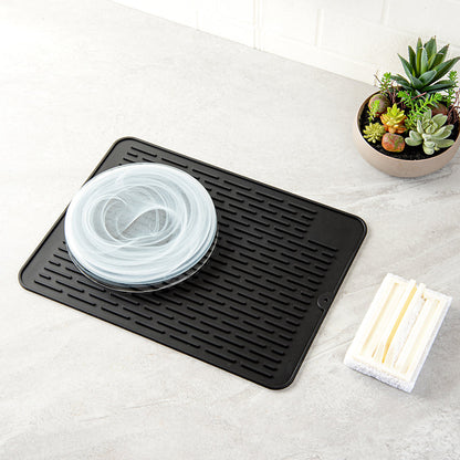 Comfy Grip Rectangle Black Silicone Dish Drying Mat - 15 3/4" x 11 3/4" - 1 count box