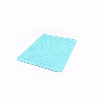 Comfy Grip Rectangle Turquoise Silicone Dish Drying Mat - 15 3/4" x 11 3/4" - 1 count box