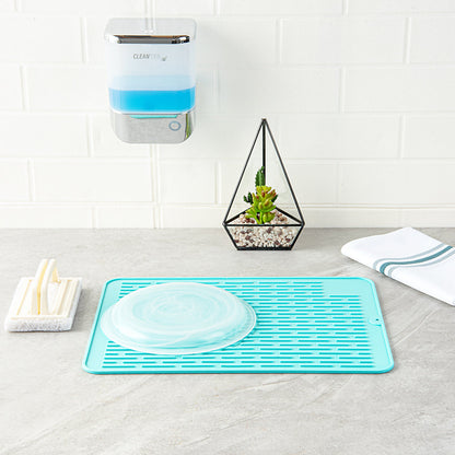 Comfy Grip Rectangle Turquoise Silicone Dish Drying Mat - 15 3/4" x 11 3/4" - 1 count box