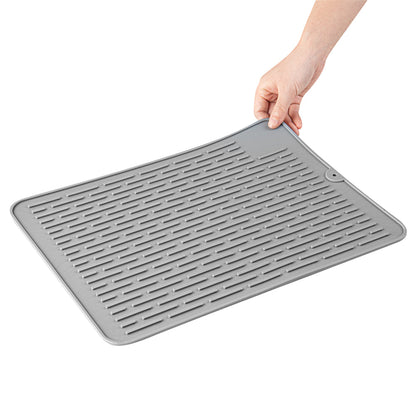 Comfy Grip Rectangle Gray Silicone Dish Drying Mat - 15 3/4" x 11 3/4" - 1 count box
