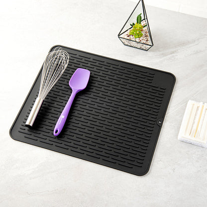 Comfy Grip Rectangle Black Silicone Dish Drying Mat - 17 3/4" x 15 3/4" - 1 count box