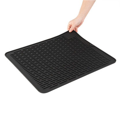 Comfy Grip Rectangle Black Silicone Dish Drying Mat - 17 3/4" x 15 3/4" - 1 count box