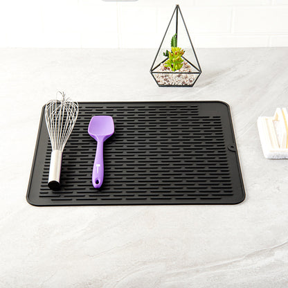 Comfy Grip Rectangle Black Silicone Dish Drying Mat - 17 3/4" x 15 3/4" - 1 count box