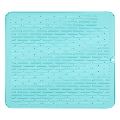Comfy Grip Rectangle Turquoise Silicone Dish Drying Mat - 17 3/4" x 15 3/4" - 1 count box