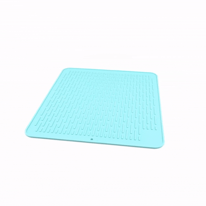Comfy Grip Rectangle Turquoise Silicone Dish Drying Mat - 17 3/4" x 15 3/4" - 1 count box