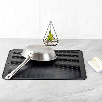 Comfy Grip Rectangle Black Silicone Dish Drying Mat - 23" x 18" - 1 count box