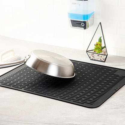 Comfy Grip Rectangle Black Silicone Dish Drying Mat - 23" x 18" - 1 count box