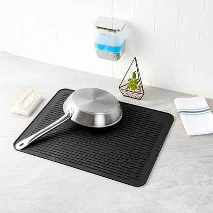 Comfy Grip Rectangle Black Silicone Dish Drying Mat - 23" x 18" - 1 count box