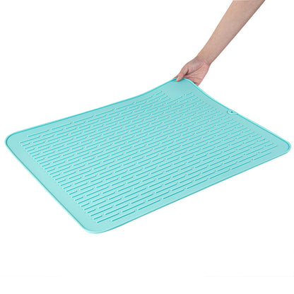 Comfy Grip Rectangle Turquoise Silicone Dish Drying Mat - 23" x 18" - 1 count box