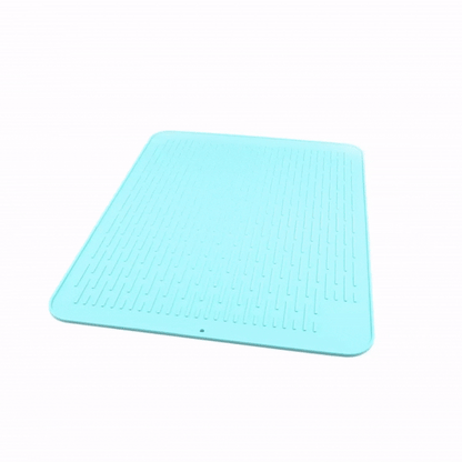 Comfy Grip Rectangle Turquoise Silicone Dish Drying Mat - 23" x 18" - 1 count box
