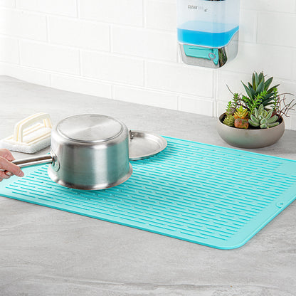 Comfy Grip Rectangle Turquoise Silicone Dish Drying Mat - 23" x 18" - 1 count box