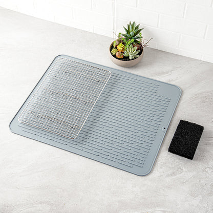 Comfy Grip Rectangle Gray Silicone Dish Drying Mat - 23" x 18" - 1 count box