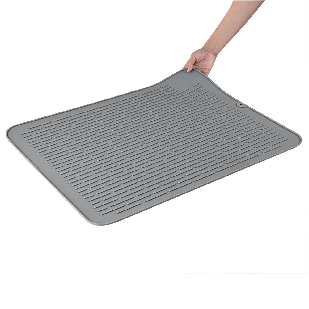 Comfy Grip Rectangle Gray Silicone Dish Drying Mat - 23" x 18" - 1 count box
