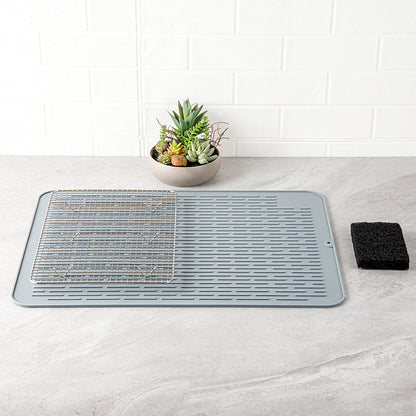 Comfy Grip Rectangle Gray Silicone Dish Drying Mat - 23" x 18" - 1 count box