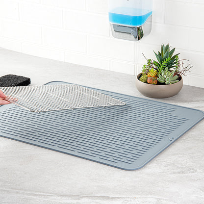 Comfy Grip Rectangle Gray Silicone Dish Drying Mat - 23" x 18" - 1 count box
