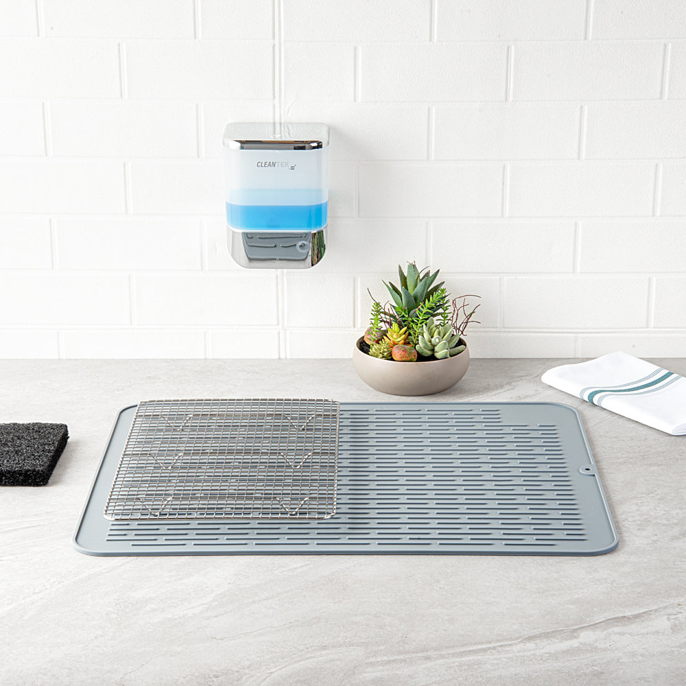 Comfy Grip Rectangle Gray Silicone Dish Drying Mat - 23" x 18" - 1 count box