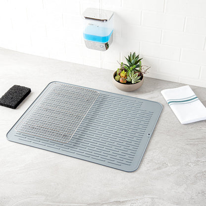 Comfy Grip Rectangle Gray Silicone Dish Drying Mat - 23" x 18" - 1 count box