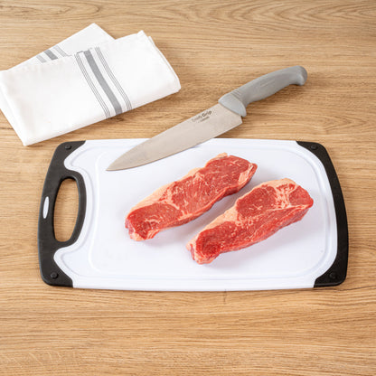 Comfy Grip White and Black Plastic Cutting Board Set - Includes 3 Boards, with Juice Groove, Handle - 1 count box
