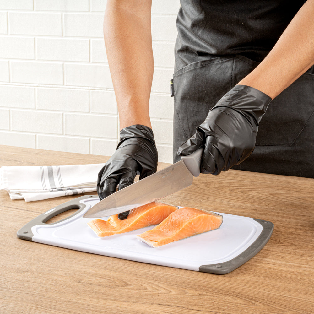 Comfy Grip White and Gray Plastic Cutting Board Set - Includes 3 Boards, with Juice Groove, Handle - 1 count box