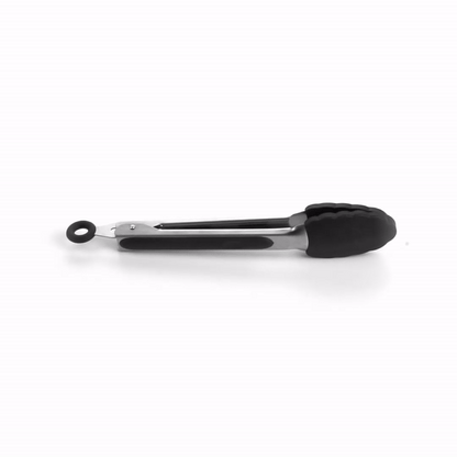 Met Lux Black Stainless Steel Kitchen Tong - Scalloped - 9" x 1 1/2" x 1" - 1 count box