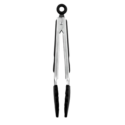 Met Lux Black Stainless Steel Kitchen Tong - Scalloped - 9" x 1 1/2" x 1" - 1 count box