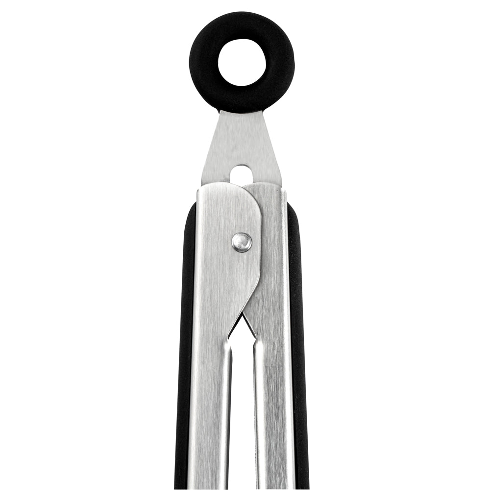 Met Lux Black Stainless Steel Kitchen Tong - Scalloped - 9" x 1 1/2" x 1" - 1 count box