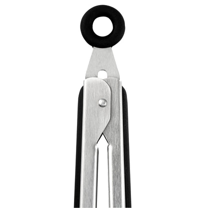 Met Lux Black Stainless Steel Kitchen Tong - Scalloped - 9" x 1 1/2" x 1" - 1 count box